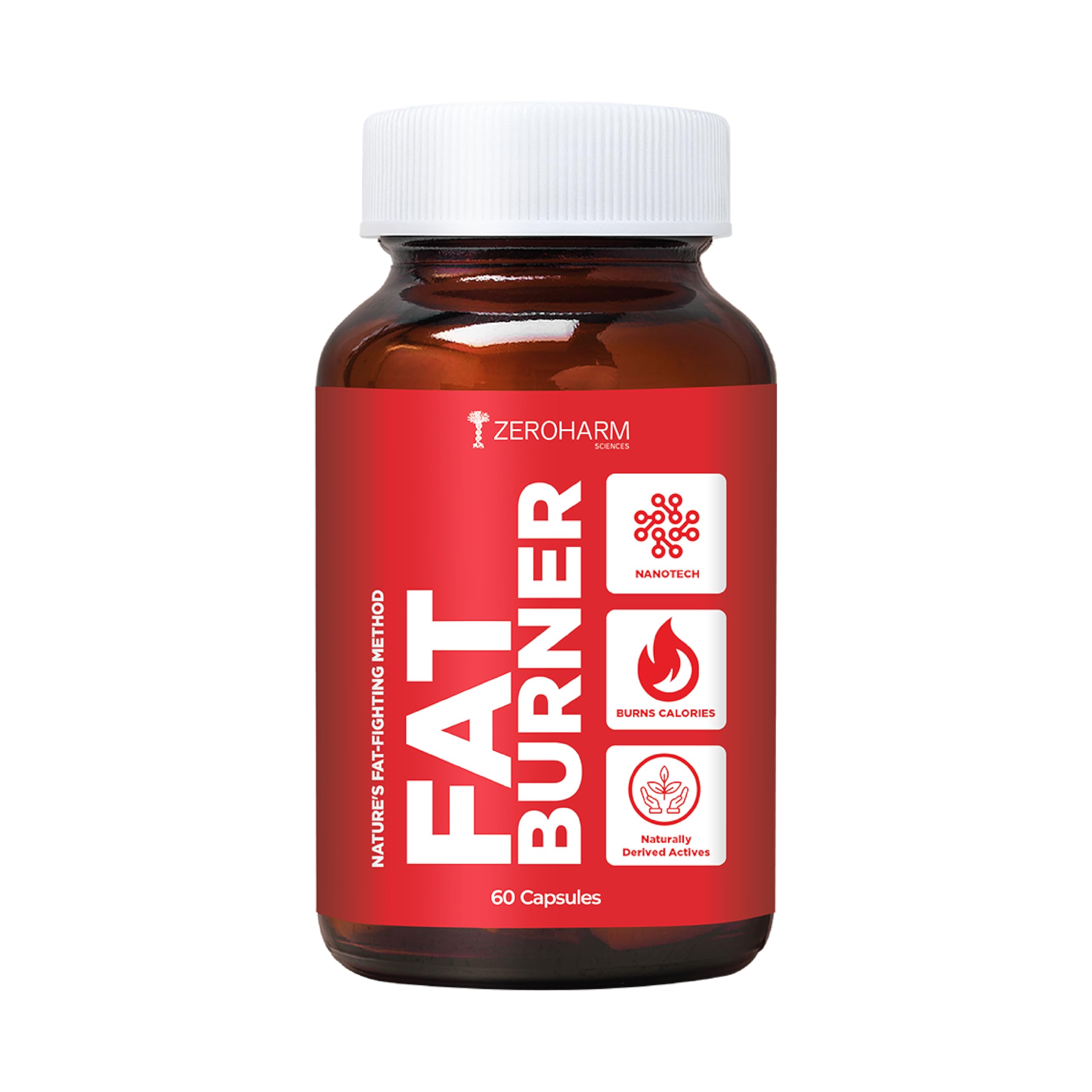 ZEROHARM Fat Burner Capsules - Weight Management Supplements for Men & Women - Garcinia Cambogia, Green Coffee, Green Tea, Apple Cider Vinegar - Boosts Metabolism & Controls Cravings - 60 Capsules