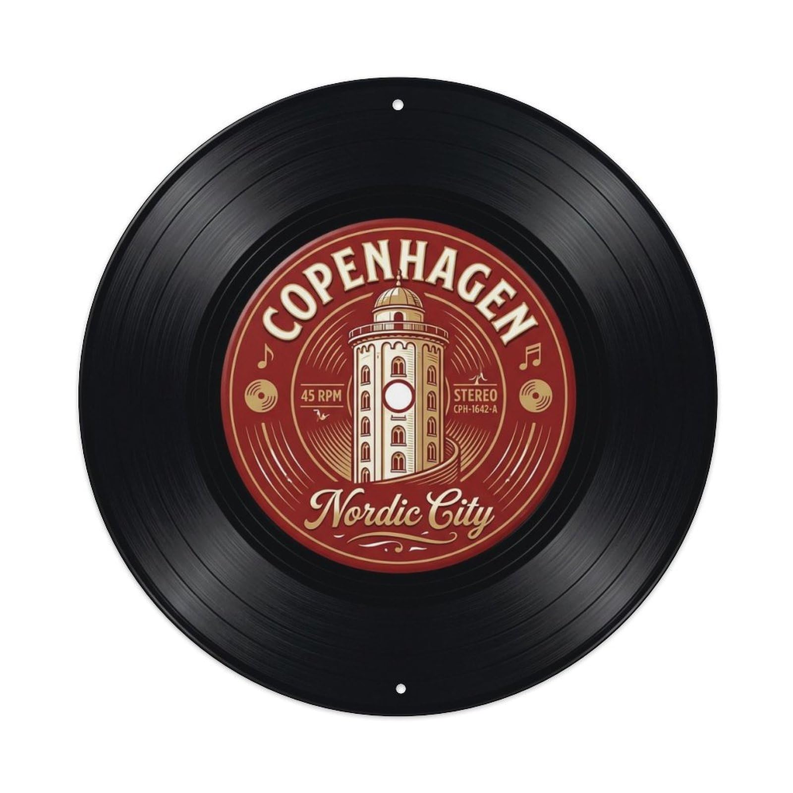 Vintage Travel Copenhagen Denmark Pillar Metal Tin Sign