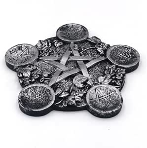 Angoily Star Candle Holder - Pentagram Tealight Plate, Resin Altar Decor For Wicca, Witchcraft, Tarot