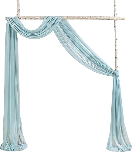 rongflower Arco de boda azul polvoriento, 2 paneles de tela de gasa de 20 pies, cortinas de cenador, cortinas para bodas, fiestas, ceremonias,