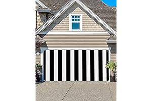 Garage Door Backdrop for Photography, Black Striped Garage Door Cover