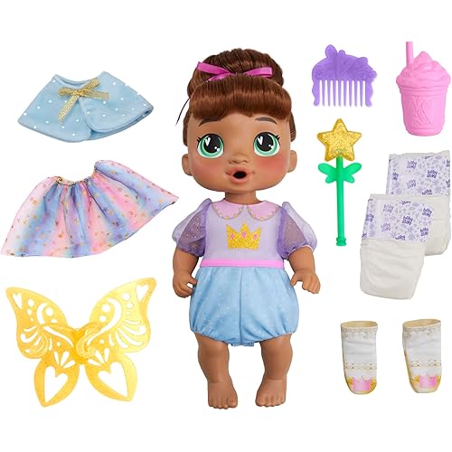 Baby Alive Fairy Fashions Sophia Sparkle Doll with Clothes Accessories, Brown Hair, 11 Inches, Toys for 3 Year Old Girls and Boys & Up (Amazon Exclusive)