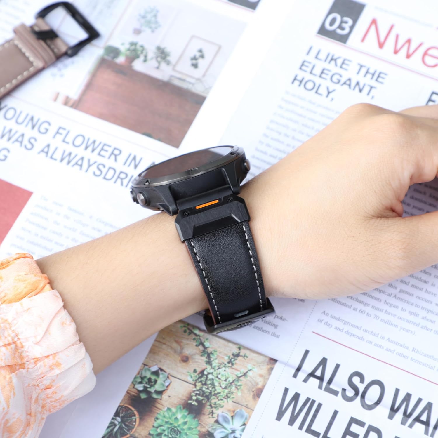 22mm & 26mm Watch Band for Garmin Fenix 8 47mm/51mm, Fenix 7/6/5, Fenix 7X/6X/5X, Epix Pro Gen 2 47mm/51mm, Forerunner 965/955/945, Genuine Leather Band for Instinct 2X, Tactix Delta/Enduro