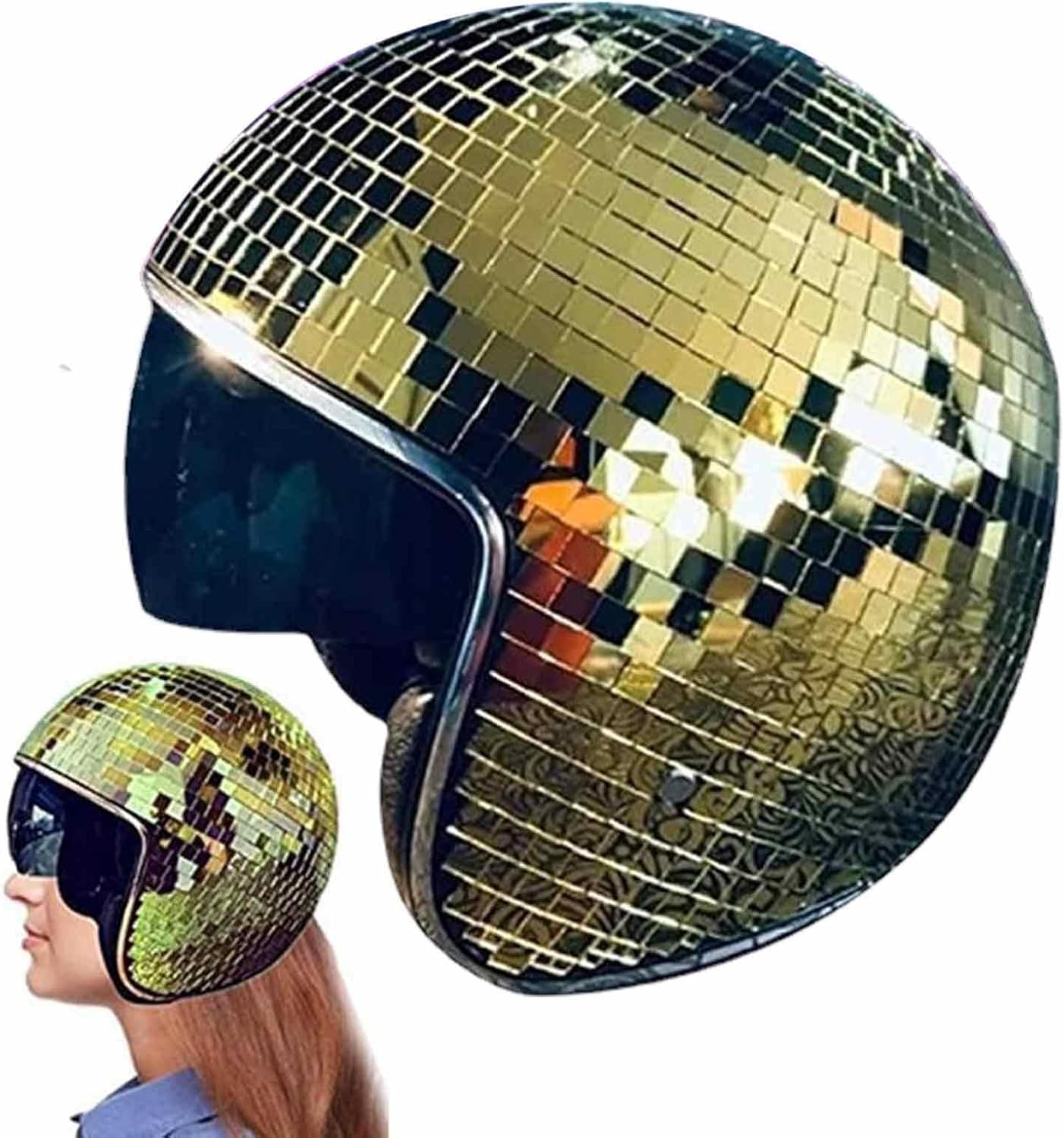 BIUDUI Disco Ball Helmets Disco Decor Helmets with Retractable Visor