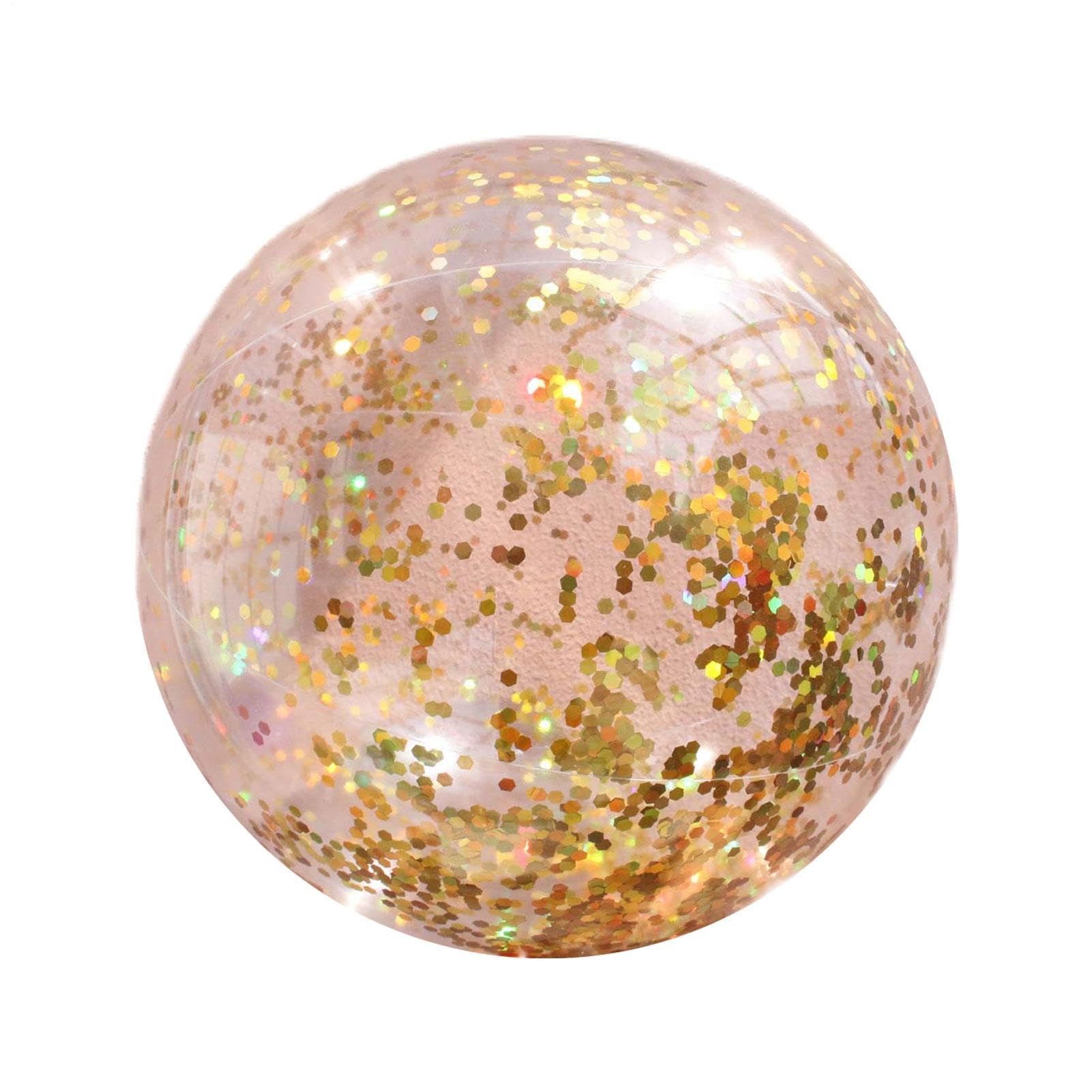 Glitter Beach Balls, Large 40cm Inflatable Beach Ball Toys, Inflatable Swimming Pool Toys For Summer Water Games, Foldable Design, Holiday Beachs Play And Pool Party Decoration