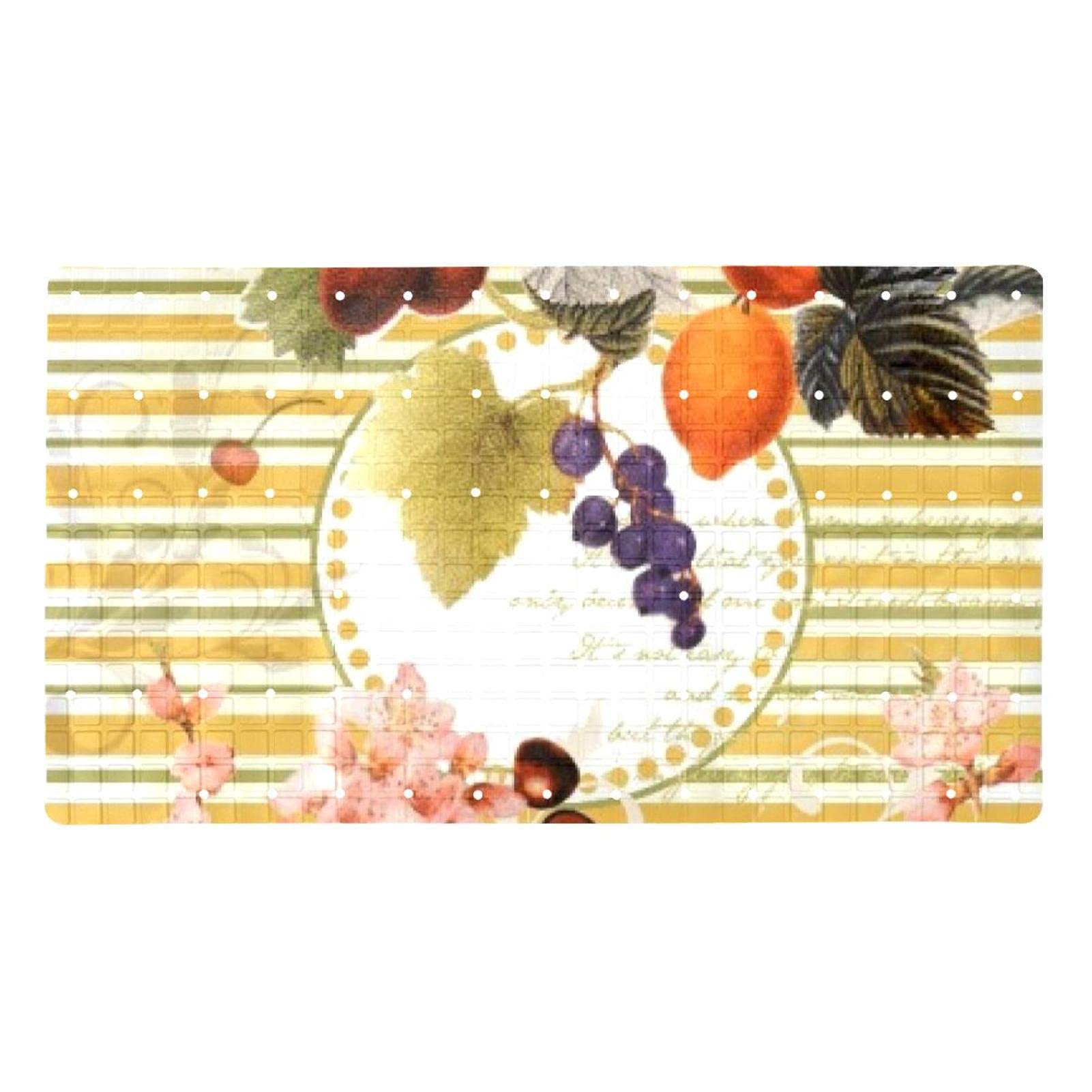 Tapis de bain antidérapant 40 x 70 cm avec ventouses de douche et motif floral coloré