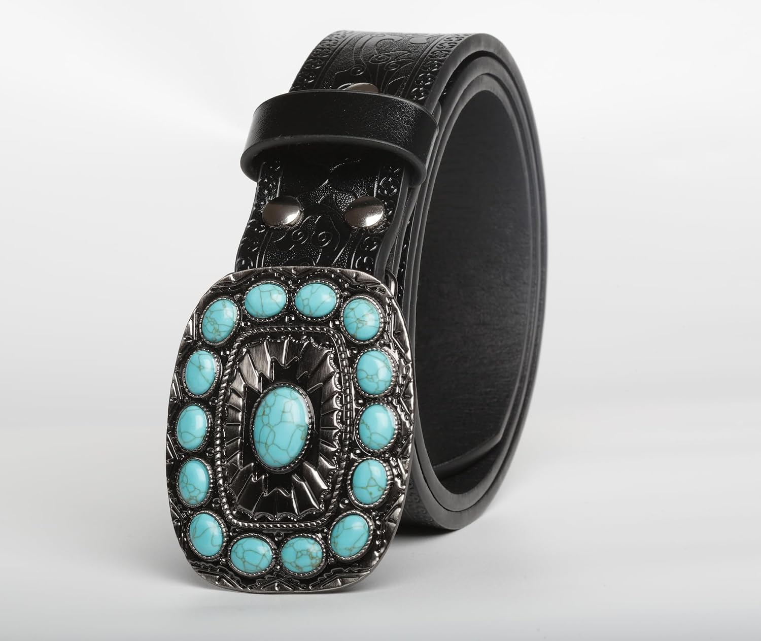 Turquoise Belt Buckles for Women Western Cowboy Cross Texas longhorn Big Buckles for Ladies