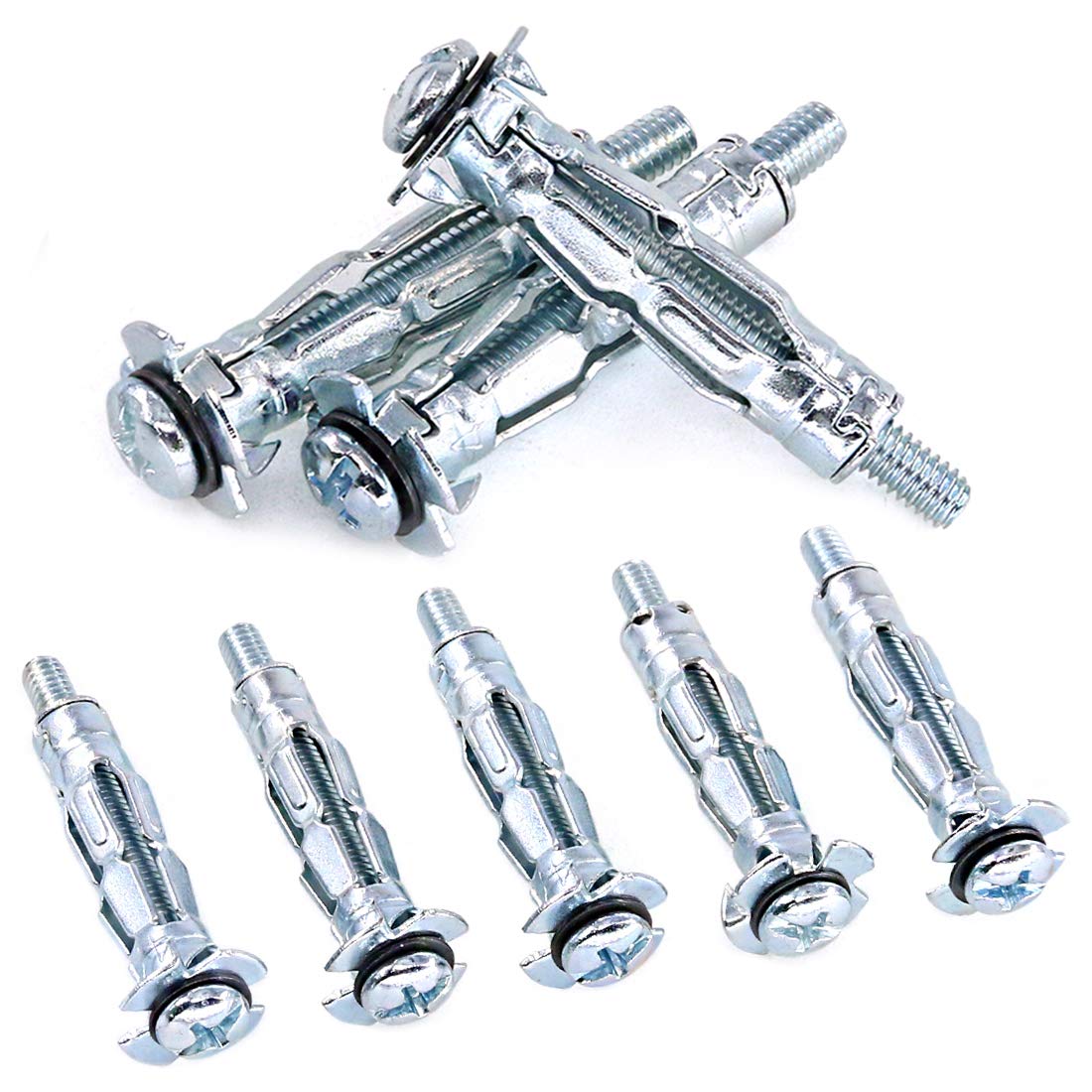 Swpeet 30Pcs M4×32 Heavy Duty Zinc Plated Steel Molly Bolt Assortment