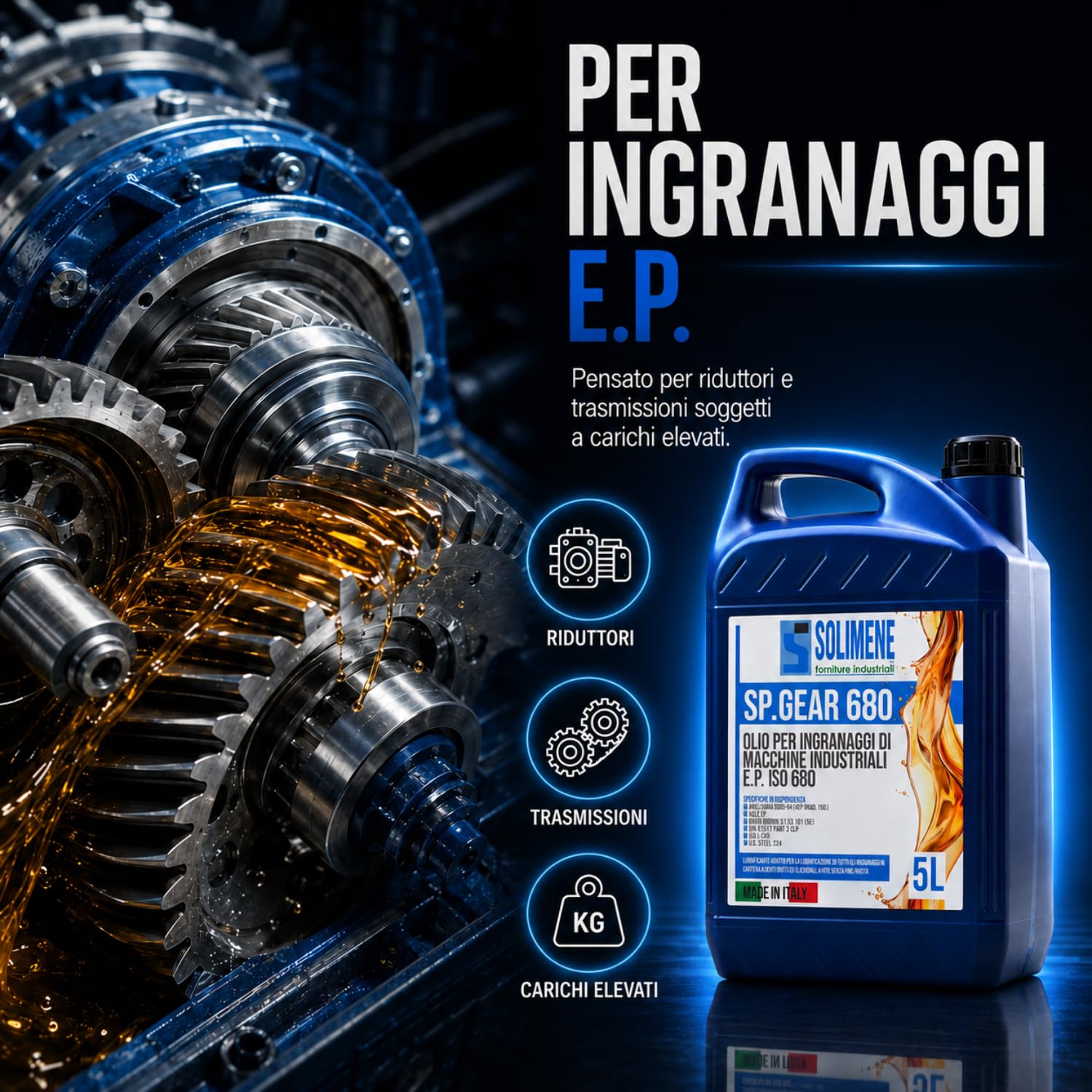 Olio per Ingranaggi Industriali EP ISO VG 680, 5 Litri - Lubrificante Gear Oil CLP Estrema Pressione, Antiusura e Antischiuma - DIN 51517/3, AGMA 9005, ISO L-CKD