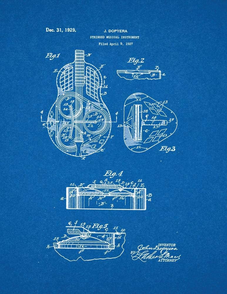 Amazon.com: Stringed Musical Instrument Patent Print Blueprint (20