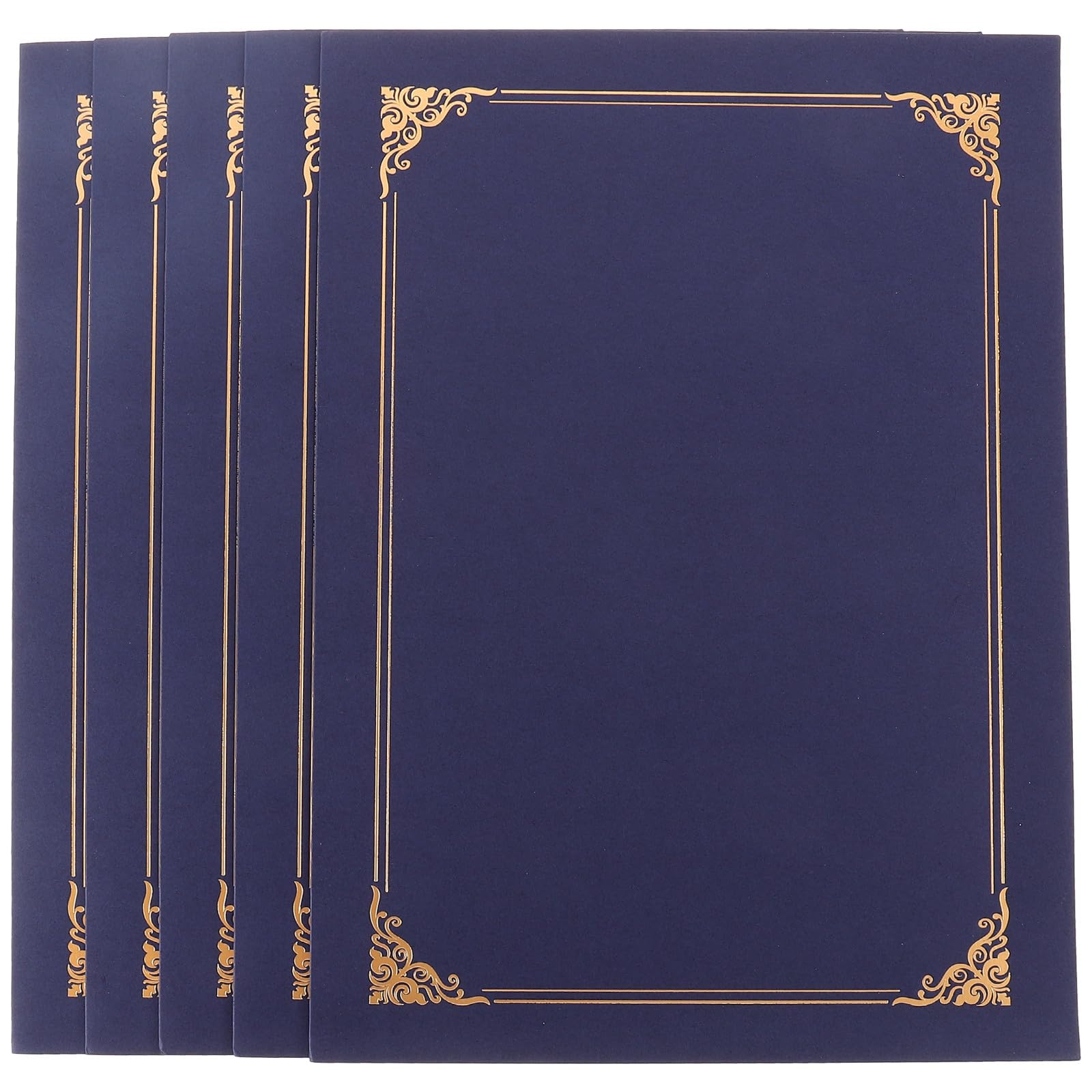 10 fundas para Certificados de Papel Azul Borde de Lámina Dorada Porta Documentos para Diplomas y Premios Protector Oficina y Es Paquete de 10 Piezas