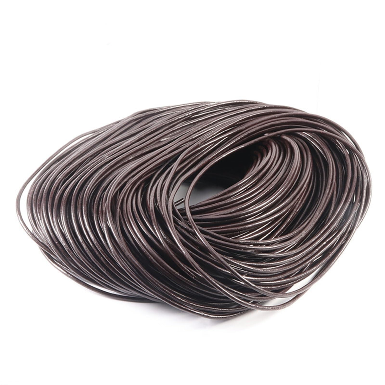 5 Yards Genuine Leather Round Thong Cord String Rope For DIY Necklace Bracelet Jewelry Making(Dark Brown,2mm X 5yards)