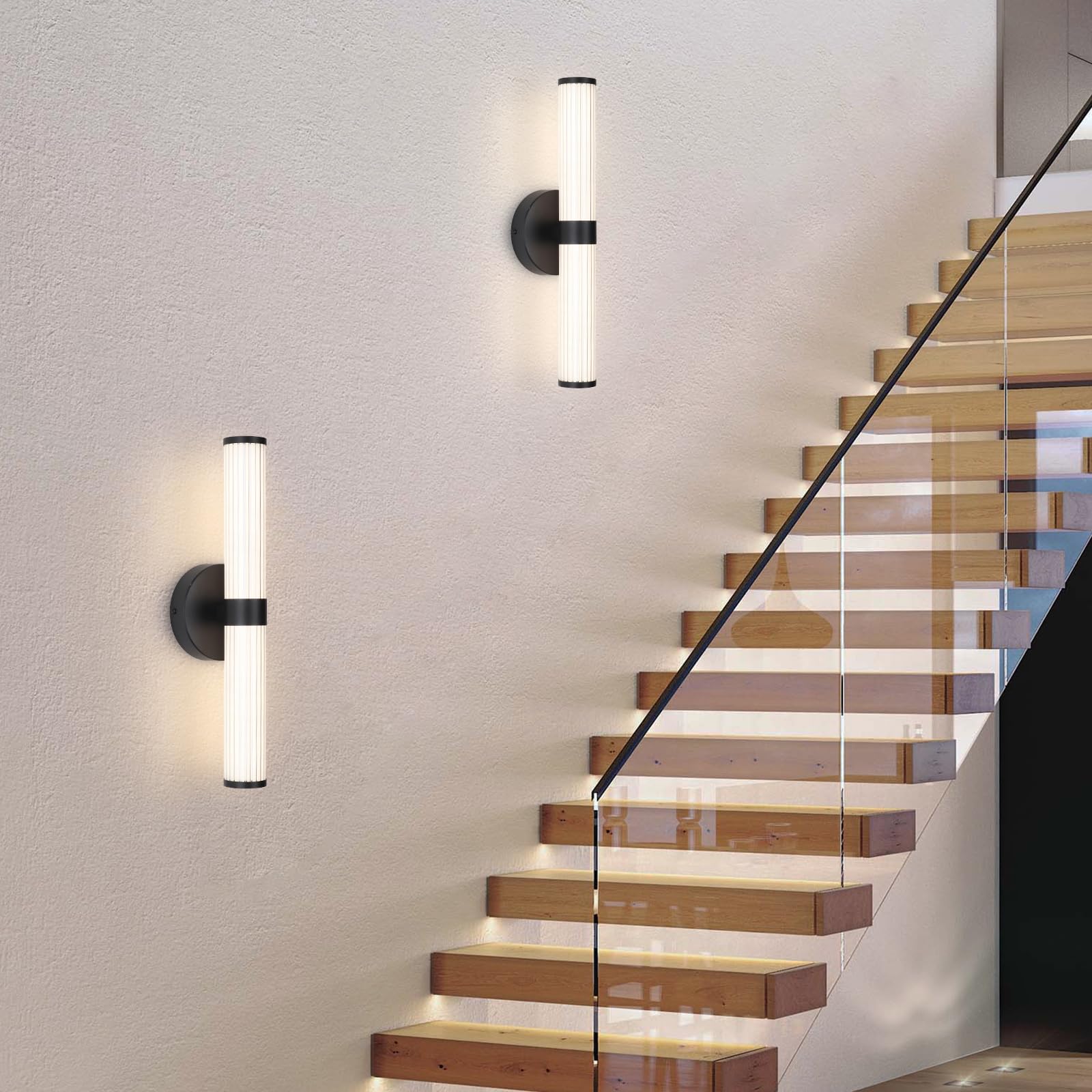 Modern Bathroom Wall Sconce,LED Bathroom Vanity Light Fixtures Over Mirror,Black Modern Wall Sconce 28W Wall Light for Bathroom Bedroom Living Room