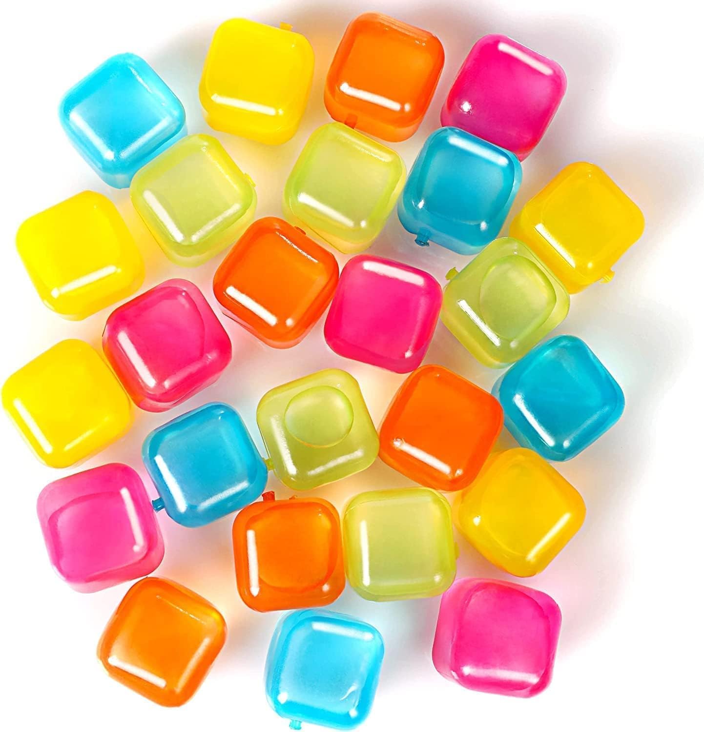 Reusable Plastic Ice Cubes - Colorful Plastic Reusable Ice Cubes Filled with pure water, Full of flavor - Square Shape Drinking Ice Cube For Juices, Soda Water & Coffee (pack of 12)