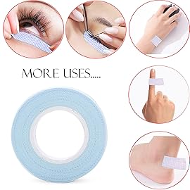 JASSINS 6 Rolls Eyelash Tape, Adhesive Fabric Eyelash Tapes, Adhesive Breathable Micropore Fabric Tape for Eyelash Extension Supply,9 m/10 Yard Each Roll (Blue)
