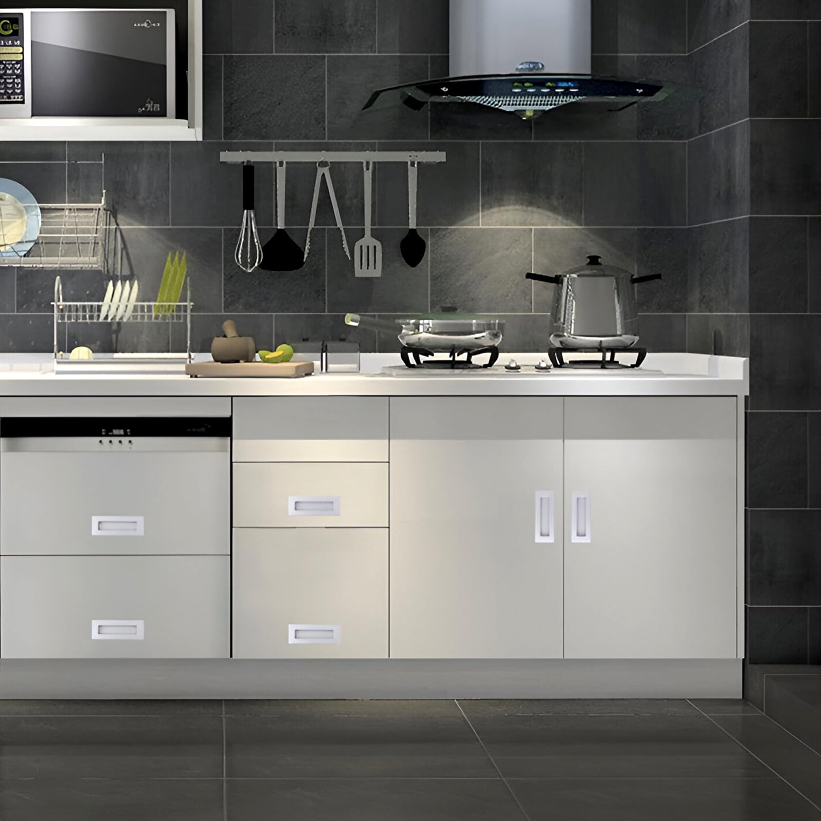 2 Maniglie A Incasso Per Mobili - Nero, Alluminio Spazzolato - Foto 9