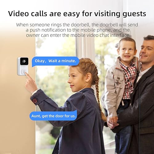 Miniatura 5 de GH DYNAMICS Timbre de video inalámbrico cámara WiFi con timbre audio de 2 vías cámara de seguridad para el hogar con visión nocturna batería
