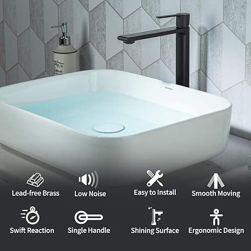 Miniatura 3 de Casta Diva Grifo de lavabo de baño de una sola manija, incluye placa de cubierta para fregadero de baño de 1 o 3 agujeros, instalación sin