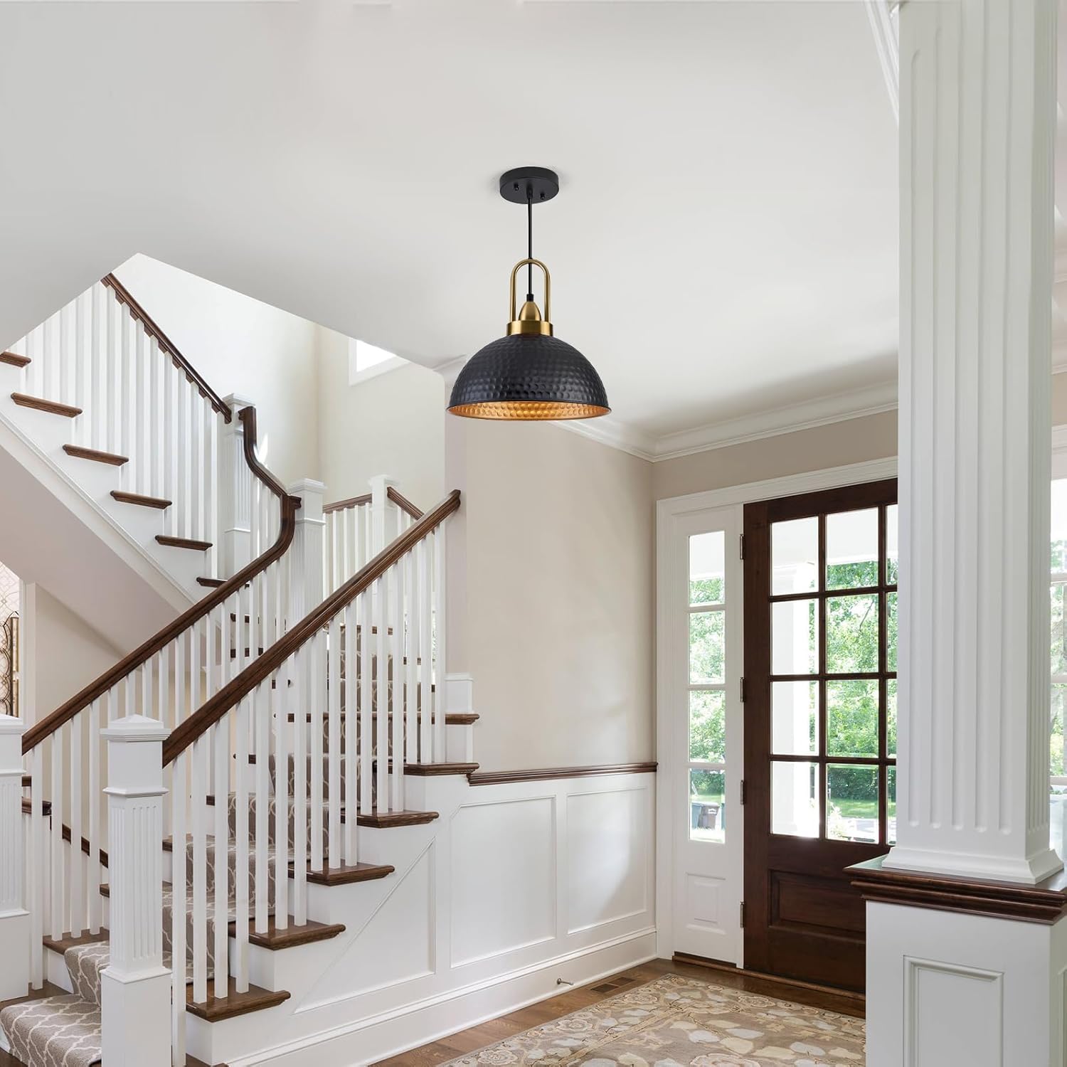 Black Pendant Lights Kitchen Island Industrial Adjustable Height Vintage Farmhouse Dome Hanging Light Fixtures for Barn, Dining Room 3 Packs