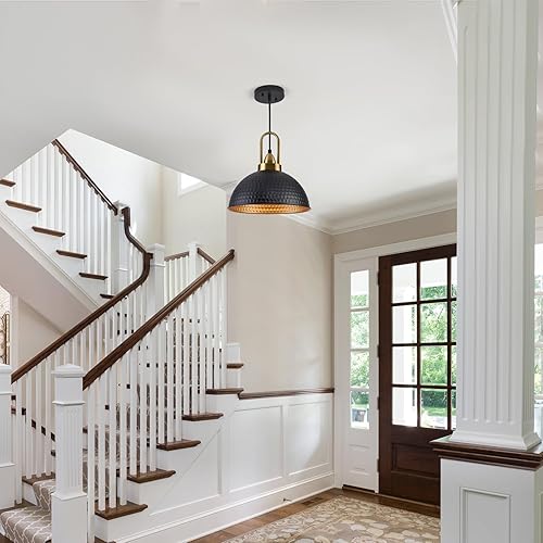 Miniatura 6 de Luces colgantes negras mate para isla de cocina, industrial, altura ajustable, vintage, cúpula, lámparas colgantes para granero, comedor, paquete de