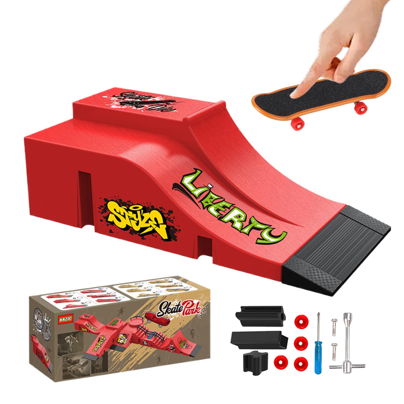 Kit di fingerboard, piccolo ricambio per allenamento, rampa di ostacolo per skateboard, per interni, esterni, casa, classe, viaggi, adulti, bambini, donne, uomini