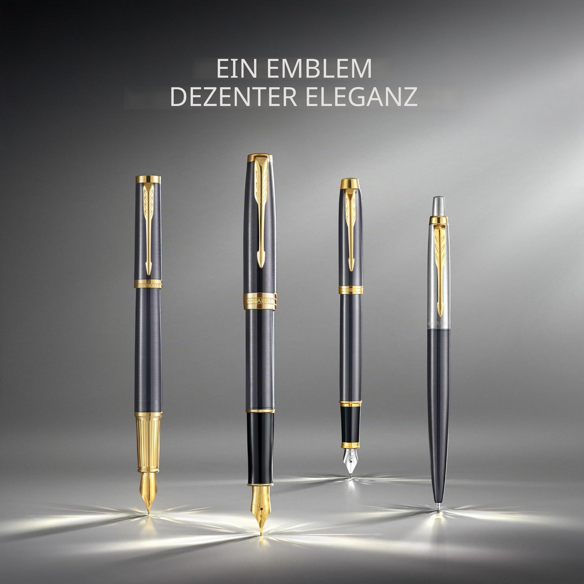 Parker Sonnet Kugelschreiber | grau lackiert mit goldenen Zierteilen | mittlere Spitze | Nachfüllpackung schwarze Tinte | Geschenkbox | perfekte Geschenke zum Schulabschluss