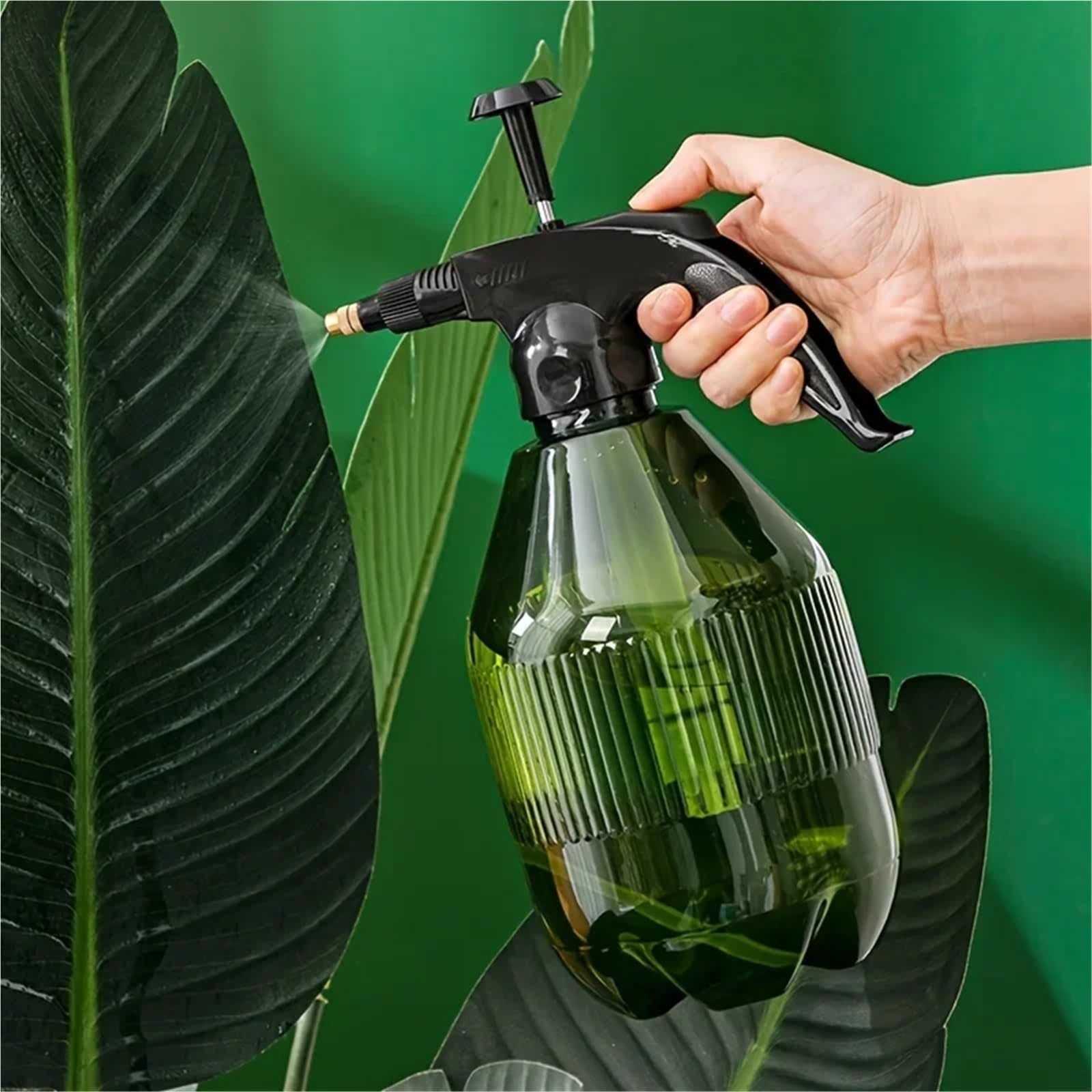 Pulverizador Agua Rociador manual a presión for plantas, ideal for jardinería interior y exterior, limpieza del hogar.(Large green 2L)