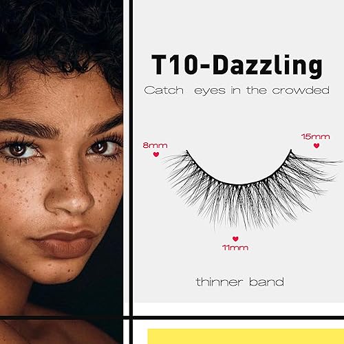 Miniatura 4 de Pestañas postizas suaves de visón sintético, pestañas postizas de 0.43 pulgadas, pestañas postizas rizadas esponjosas 3D, 7 pares T10-deslumbrantes