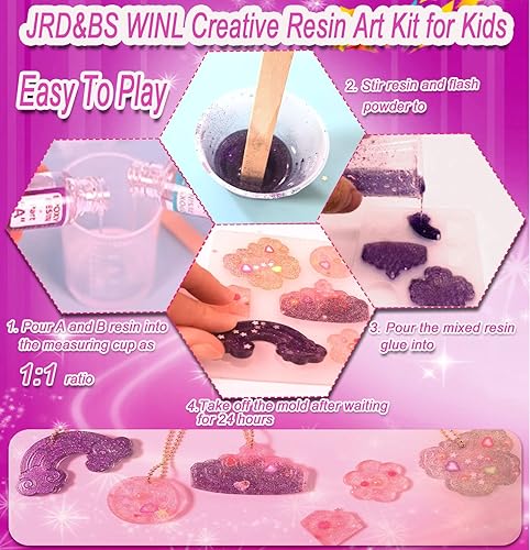 Miniatura 3 de JRD&BS WINL Kit de resina para principiantes con moldes de silicona, kit de fabricación de joyas de resina con toneladas de suministros de