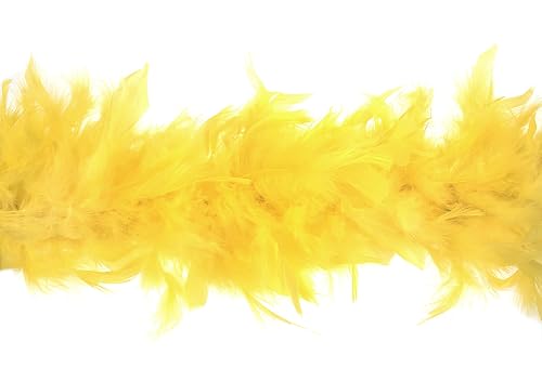 Trimits Boa de plumas de marabú, amarilla 1,8 m x 12 cm, disfraz para fiestas, festivales, desfiles