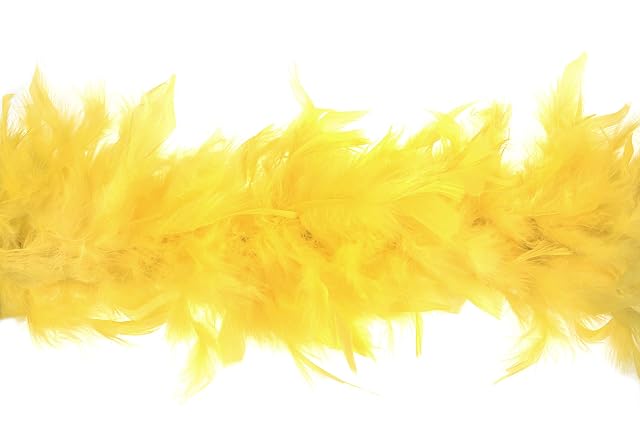 Trimits Boa de plumas de marabú, amarilla 1,8 m x 12 cm, disfraz para fiestas, festivales, desfiles