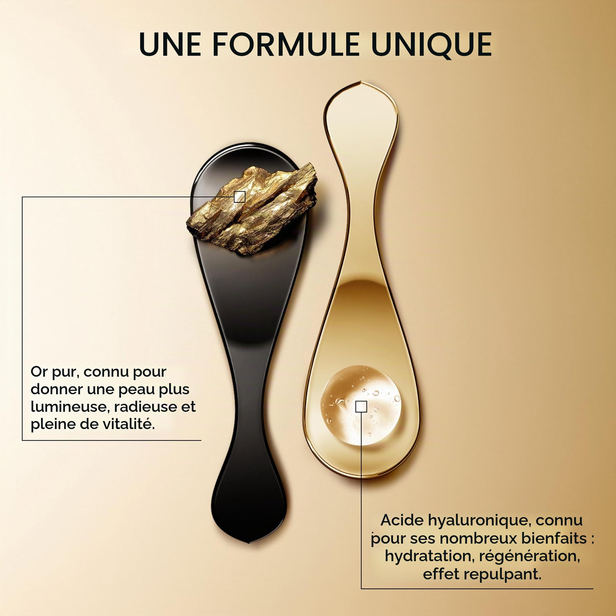 GOLD 48K - Sérum visage éclat + vitalité - Or Pur + Acide Hyaluronique - 30 mL
