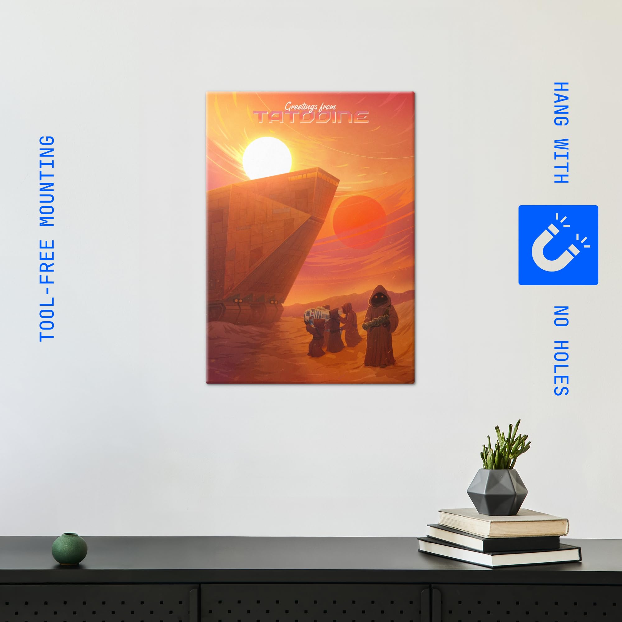 Displate Metallposter Star Wars Greetings from Tatooine Wanddeko Poster für Schlafzimmer Magnetische Befestigung 32 x 45 cm