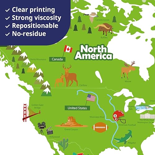 Miniatura 7 de Decowall - Calcomanías coloridas con mapa del mundo, removibles, se pelan y pegan, ideal para recámaras de niños, salas (tamaño grande y