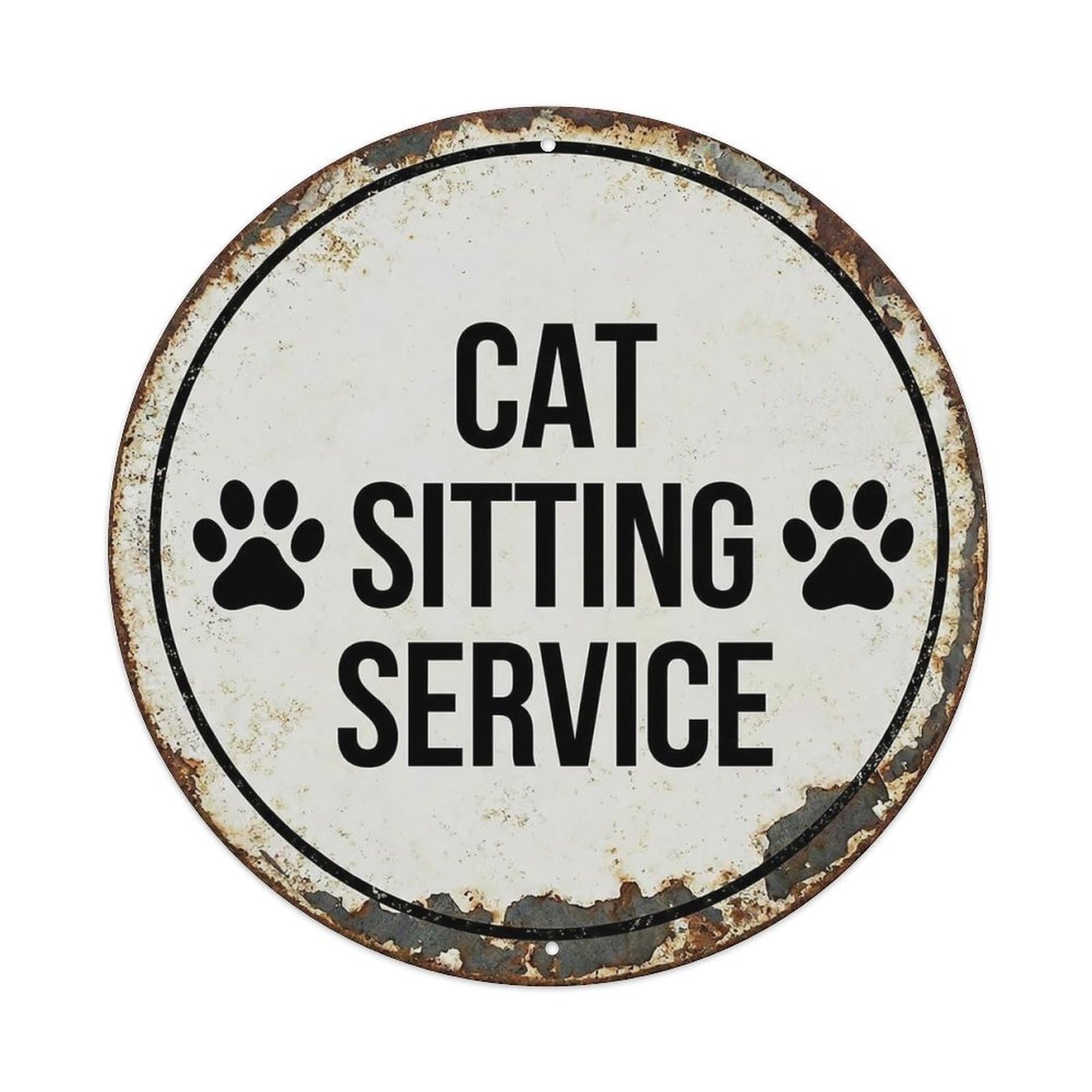Vintage Cat Sitting Service Hub Vintage Metal Tin Sign Plaque Wall Decor for Cafe, Club Bar, Office, Garden Metal Poster 8x8Inch