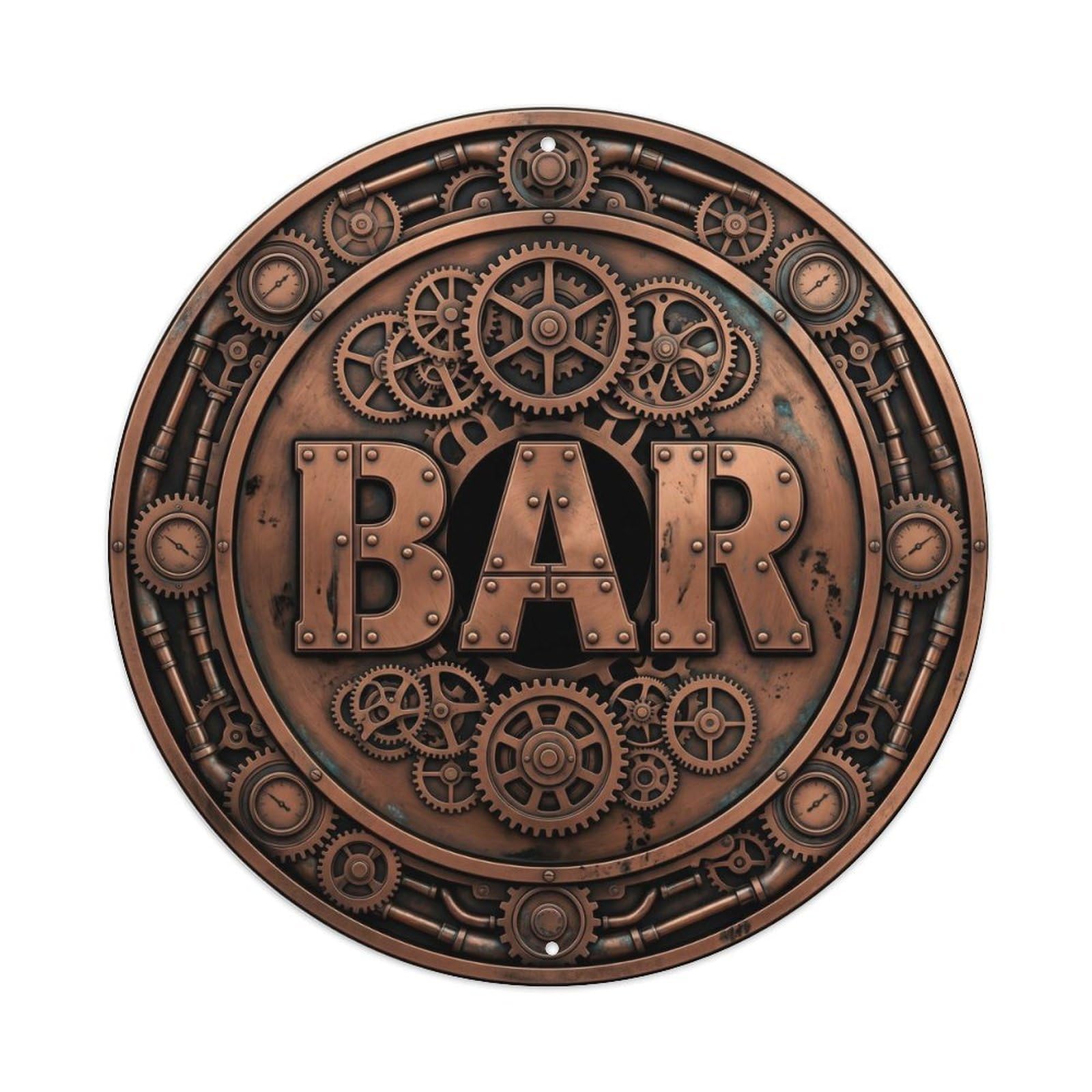 BAR Lounge Vintage Shield Metal Tin Sign Plaque Wall Decor for Cafe, Club Bar, Office, Home Garden Round Metal Poster 8x8Inch