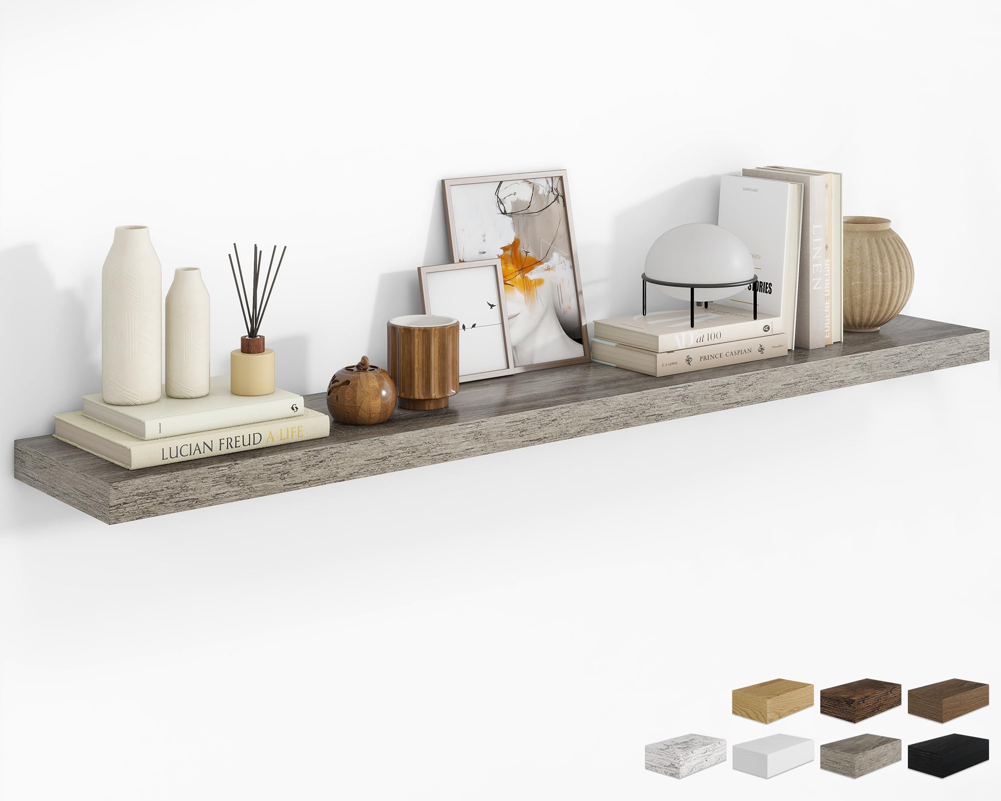 RICHFOCUS 72Inch Floating Shelves for Wall 1Pack, Grey, 8" Deep