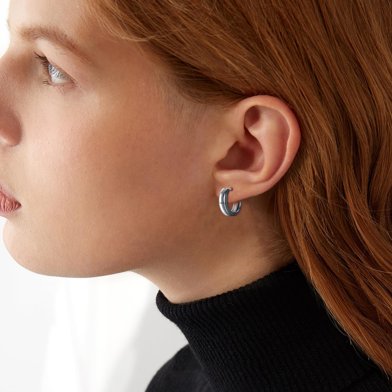 Zircon Earrings For Men 925 Sterling Silver Single/Double/Triple Layer Earrings Father'S Day Jewelry Gift For Father Husband