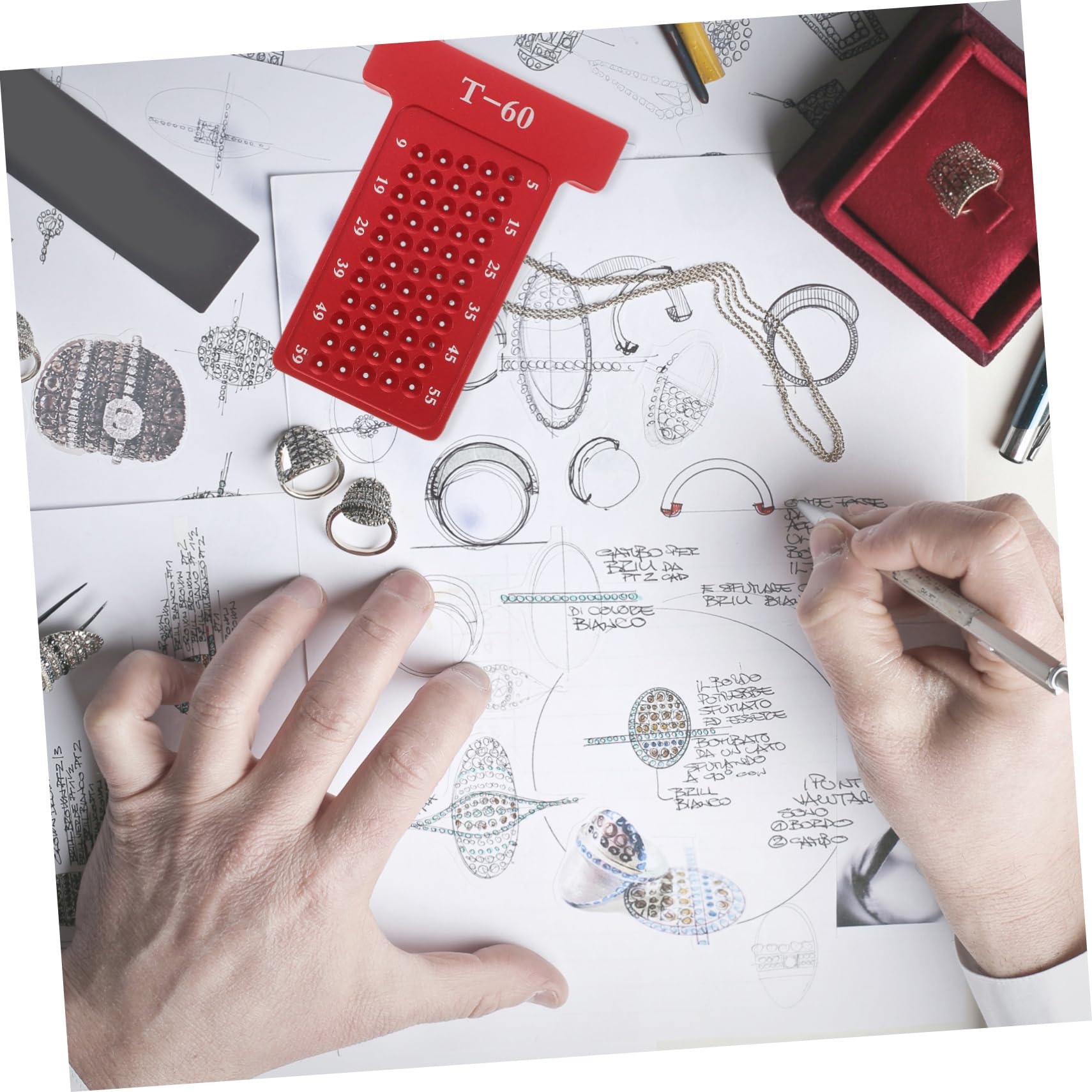NUOBESTY 3 Pièces Règle de Traçage Rouge Outil de Marquage pour Menuisiers Jauge de Positionnement Dessin Technique pour Maison Bureau