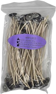 50 Pack - Jess Mae HTP 1312 XLarge Candle Wicks 6" Custom Assemblies - Tabbed & Pre-Waxed with Vegetable Wax - DIY Candle Making Supplies - Great for Soy, Paraffin, Beeswax & Gel Candles