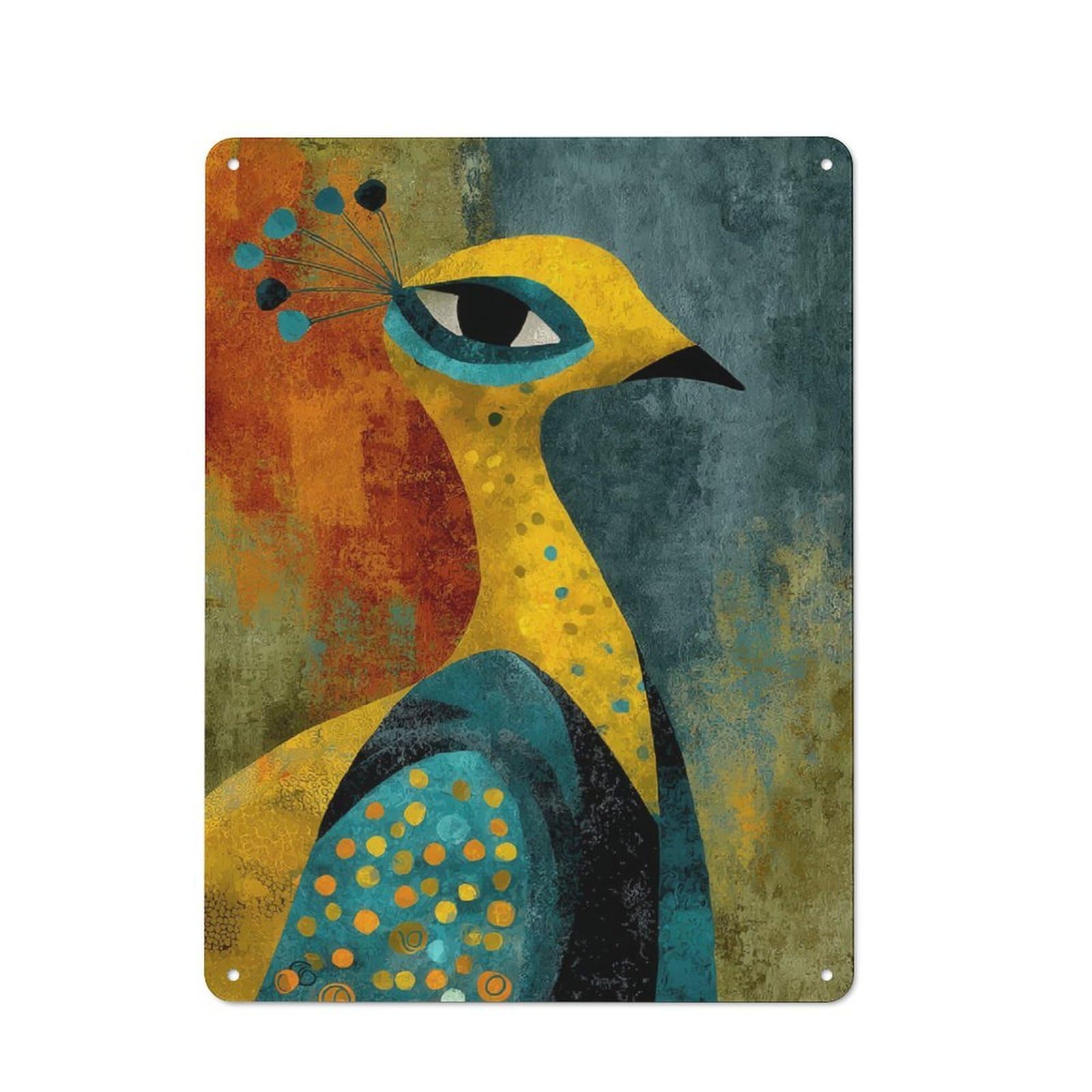 Junmoney Style-17 Kitchen Metal Sign With Abstract Peacock Art Design 40X30cm, Cosy Kitchen Wall Decor For Coffee Bar, Kitchen, Bistro Or Tea Corner