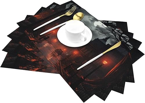 Miniatura 6 de 6 PCS PVC Placemats Set Place Mats Bad Weather Non-Slip Weave Place Mats 12" x 18" Farmhouse Table Mat Set for Family Dinners Wedding Parties