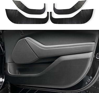 Car Interior Accessories 4Pcs Carbon Fiber Door Anti Kick Pad Protection Side Edge Film Stickers for Ford Mustang Mach-E 2022 2021 Accessories