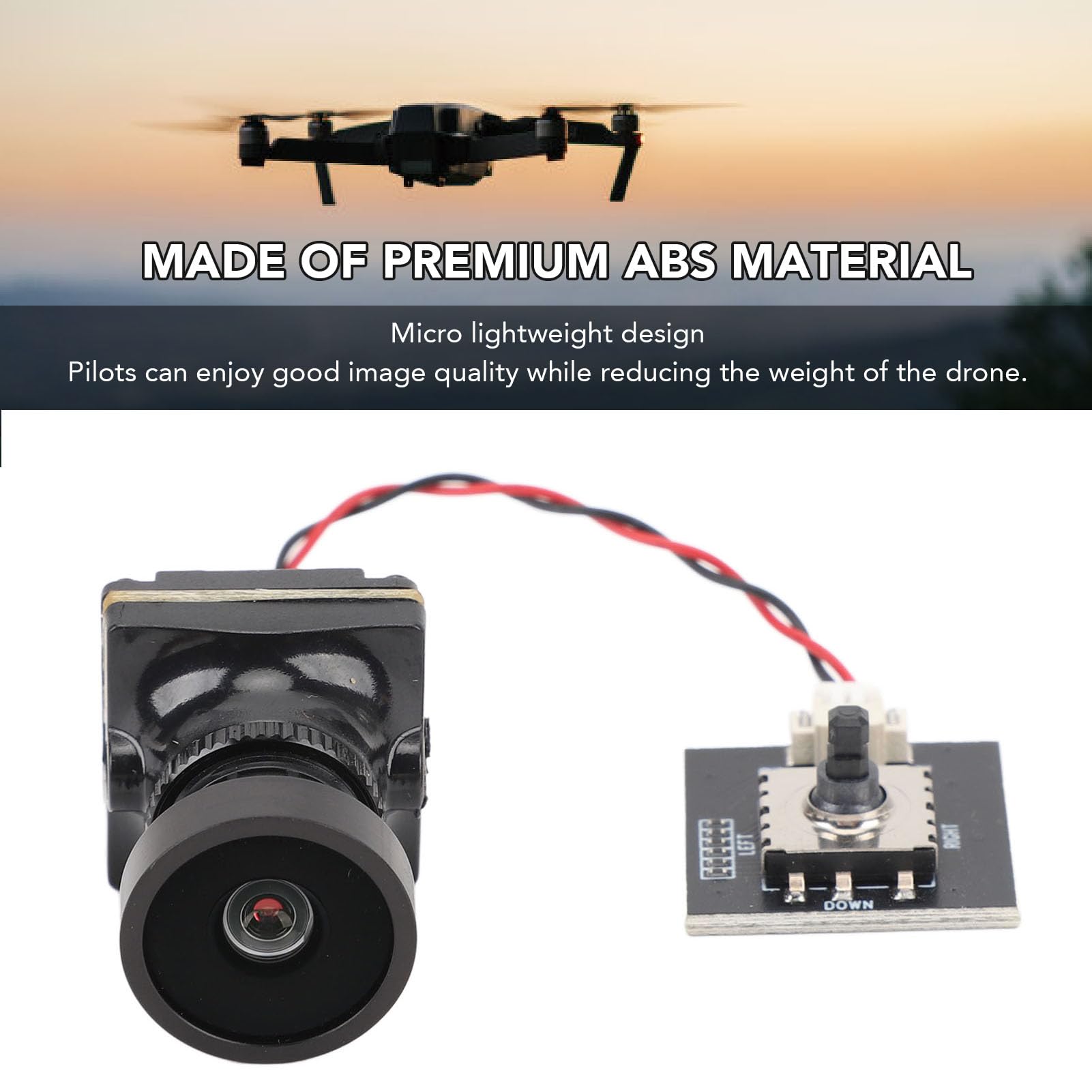 Obiettivo della telecamera per drone FPV WDR 1500TVL 2,1 mm Obiettivo grandangolare da 125 gradi Sensore Starlight Telecamera in miniatura con regolazione OSD per droni da corsa