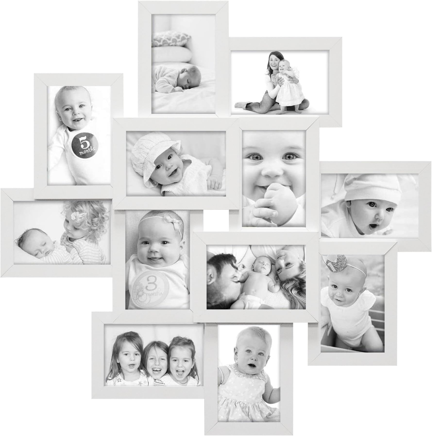 HELLO LAURA - Collage Picture Frames,4x6 Picture Frame, Display 12 Opening Photos Wall Hanging Photo Collage Frame Picture Frames Wall Decor for Gifts -White