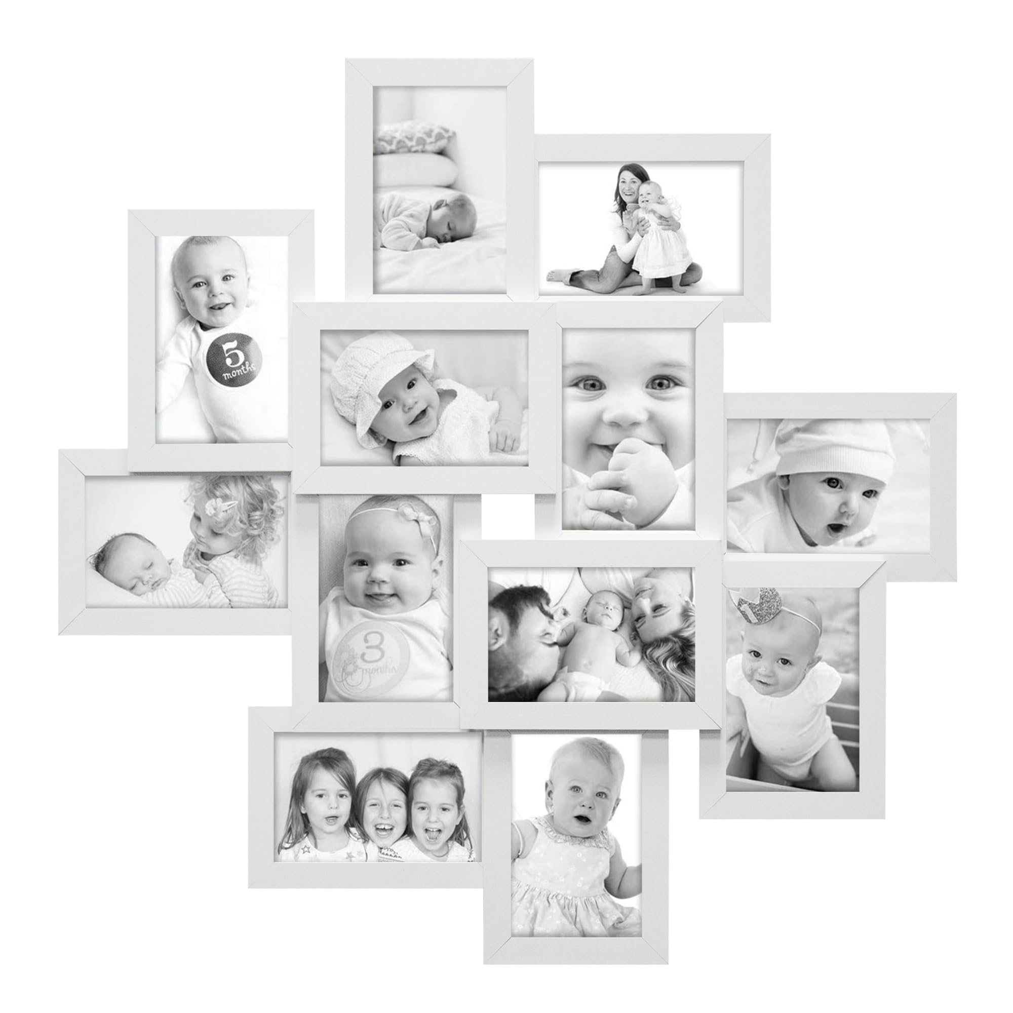 HELLO LAURA - Collage Picture Frames,4x6 Picture Frame, Display 12 Opening Photos Wall Hanging Photo Collage Frame Picture Frames Wall Decor for Gifts -White