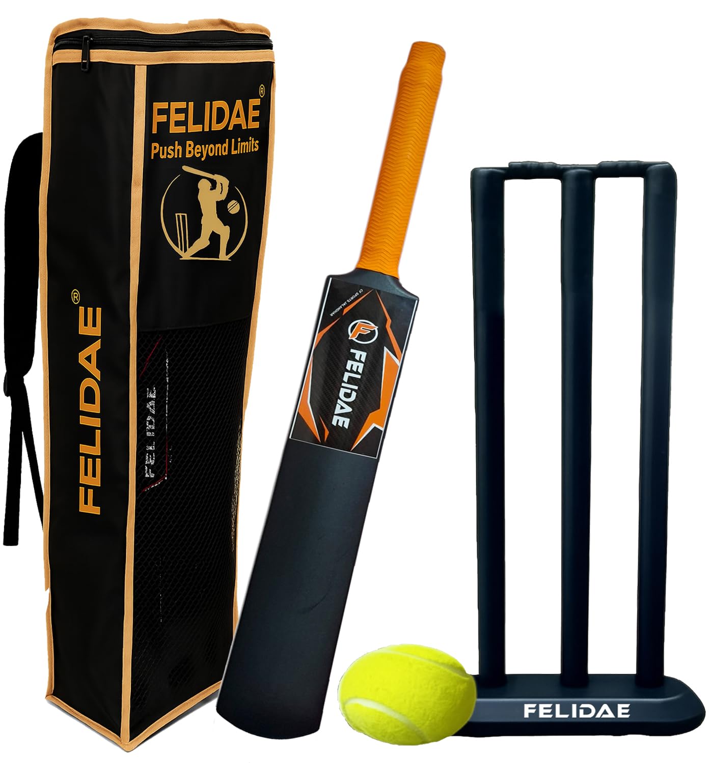 FELIDAE (Size – 3) Kids Plastic Cricket Bat Kit (6 to 12 Years) 1 Tennis Ball / 1 Plastic Bat/Full Wicket Set for Kids