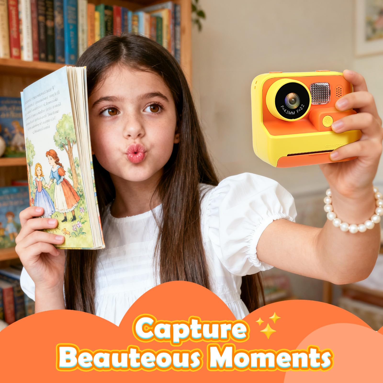 Fotocamera a colori per bambini con stampa istantanea, 1080P 4800W doppia fotocamera con scheda TF 32 GB, fotocamera digitale giocattolo videocamera regalo compleanno Natale per ragazzi ragazze