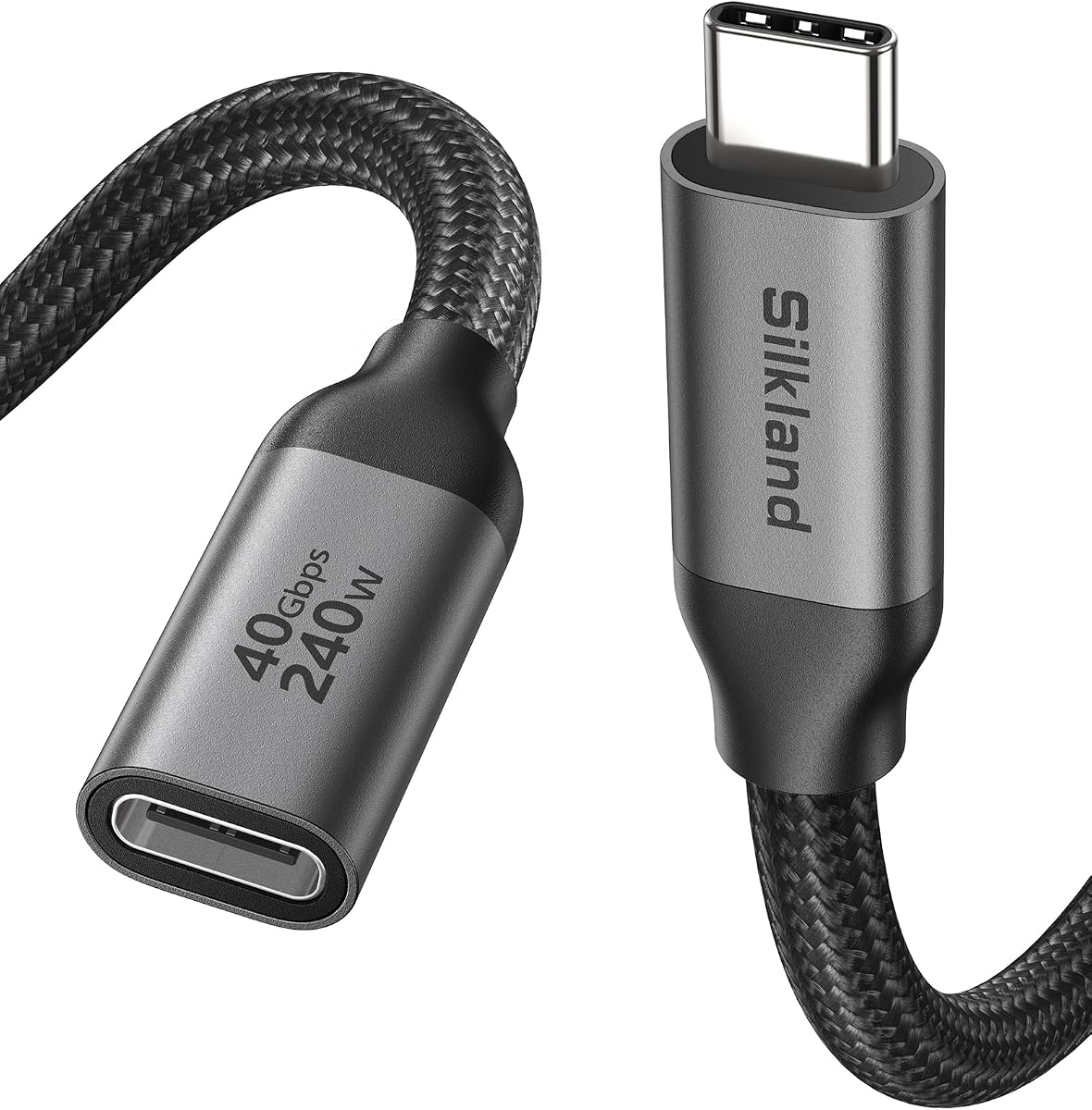Silkland 40Gbps USB4 USB C Extension Cable 240W for Thunderbolt 4, 5 FT | 8K@60Hz 4K@240Hz Type C Male to Female Extender Cord, Compatible for Hub, Dock, Monitor, iPhone 17, MacBook External SSD