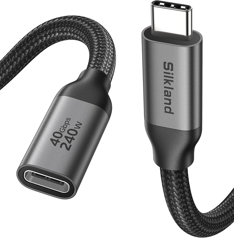 Silkland 40Gbps USB4 USB C Extension Cable 240W for Thunderbolt 4, 5 FT | 8K@60Hz 4K@240Hz Type C Male to Female Extender Cord, Compatible for Hub, Dock, Monitor, iPhone 17, MacBook External SSD